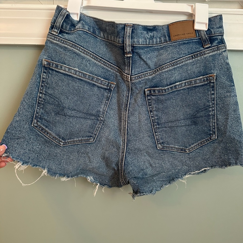 American Eagle Outfitters Blue Jean Shorts with Distressed Hem